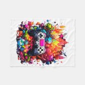 Colorful Video Game Controller Tie Dye Cool Gamer  フリースブランケット (正面(横))