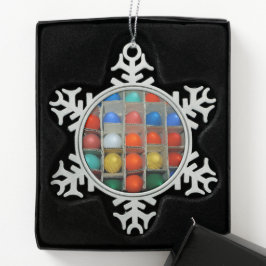 Colorful Vintage Glass Christmas Bulbs in a Box スノーフレークピューターオーナメント
