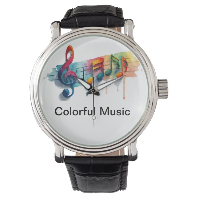 Colorful Watch with Music Notes 腕時計 (正面)