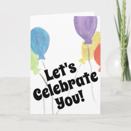 Colorful Watercolor Balloon Celebration Card カード