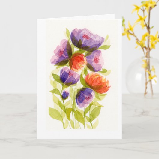 Colorful Watercolor Botanical Art カード (黄色い花)