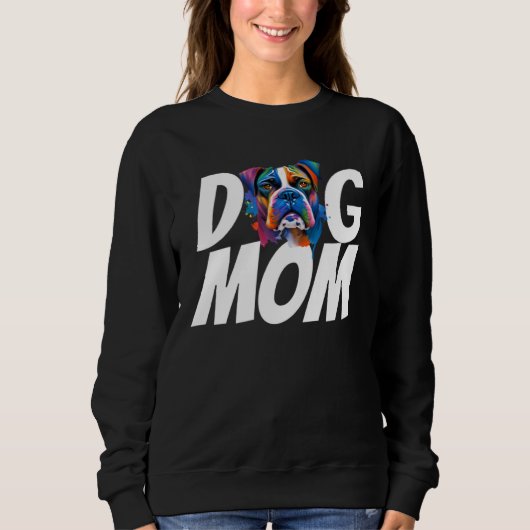 Colorful Watercolor Boxer Mom Dog Mom スウェットシャツ (正面)
