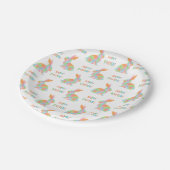 Colorful Watercolor Bunnies And Happy Easter Text ペーパープレート (アングル)