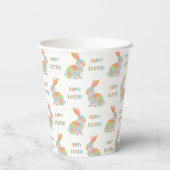 Colorful Watercolor Bunnies And Happy Easter Text 紙コップ (裏面)