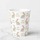 Colorful Watercolor Bunnies And Happy Easter Text 紙コップ (左)