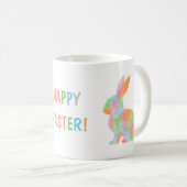 Colorful Watercolor Bunny And Happy Easter Text コーヒーマグカップ (正面右)
