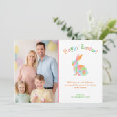 Colorful Watercolor Bunny Family Easter Photo カード (スタンド正面)
