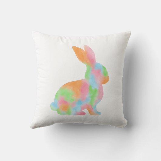 Colorful Watercolor Bunny Shape Cute Easter クッション (裏面)