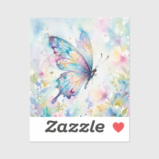 Colorful Watercolor Butterfly Floral シール (シート)