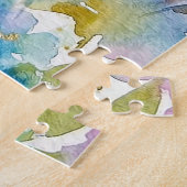 Colorful Watercolor Butterfly Floral ジグソーパズル (側面)