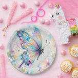 Colorful Watercolor Butterfly Floral ペーパープレート<br><div class="desc">Add a touch of elegance and whimsy with this beautiful watercolor butterfly illustration featuring soft pastel colors and delicate floral accents. The butterfly’s vibrant wings blend shades of blue,  pink,  purple,  and gold,  creating a dreamy and artistic composition inspired by nature and springtime gardens.</div>