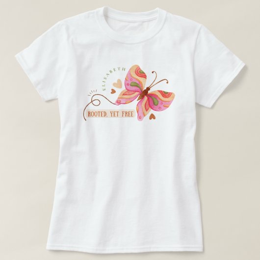 Colorful Watercolor butterfly motivational boho  Tシャツ (デザイン正面)