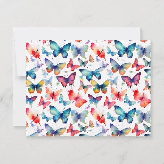 Colorful Watercolor Butterfly Pattern ノートカード (裏面)