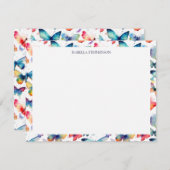 Colorful Watercolor Butterfly Pattern  ノートカード (正面/裏面)