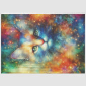 Colorful Watercolor Fantasy Cat Decoupage  薄葉紙 (正面)