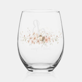 Colorful Watercolor Floral birds Hummingbird Harmo ステムなしワイングラス