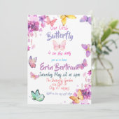 Colorful watercolor Floral Butterfly Baby Shower 招待状 (スタンド正面)