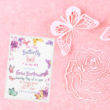 Colorful watercolor Floral Butterfly Baby Shower