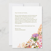 Colorful Watercolor Floral Custom Photo Wedding サンキューカード (裏面)