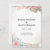 Colorful Watercolor Floral Wedding Invitation Card 招待状 (裏面)