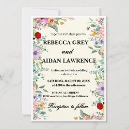 Colorful Watercolor Floral Wedding Invitation – Cu 招待状