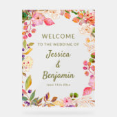 Colorful Watercolor Floral Wedding Welcome Sign アクリルサイン (正面)