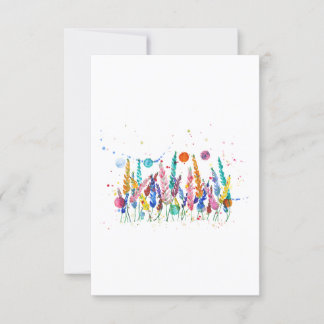 Colorful Watercolor Flowers 招待状