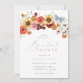 Colorful Watercolor Flowers Bridal Shower  招待状 (正面)
