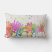 Colorful Watercolor Flowers on Off-white ランバークッション (正面)