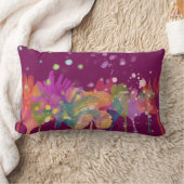 Colorful Watercolor Flowers on Purple ランバークッション (ブランケット)