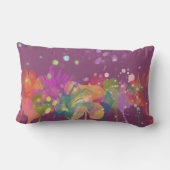 Colorful Watercolor Flowers on Purple ランバークッション (裏面)