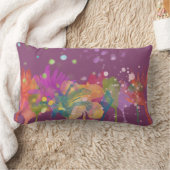 Colorful Watercolor Flowers on Purple ランバークッション (ブランケット)