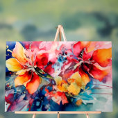 Colorful Watercolor Flowers Vibrant Art アクリルサイン (ニュートラル)