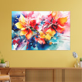 Colorful Watercolor Flowers Vibrant Art キャンバスプリント (インサイチュ (リビング))