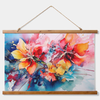 Colorful Watercolor Flowers Vibrant Art 吊り下げ型タペストリー