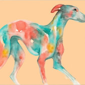 Colorful Watercolor Greyhound Fine Art ポスター