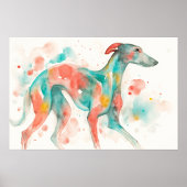 Colorful Watercolor Greyhound Fine Art ポスター