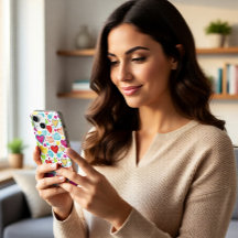 Colorful Watercolor Hearts iPhone 15 Phone Case 