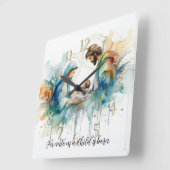 Colorful Watercolor Holy Family スクエア壁時計 (傾斜)