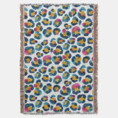 Colorful Watercolor Leopard Print Pattern スローブランケット (正面縦)