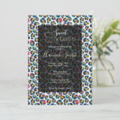 Colorful Watercolor Leopard Print Pattern 招待状 (スタンド正面)