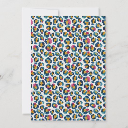 Colorful Watercolor Leopard Print Pattern 招待状 (裏面)