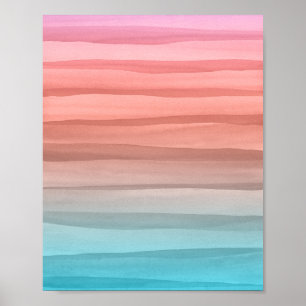 Colorful Watercolor Lines Gradient Art ポスター