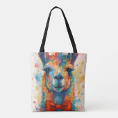 Colorful Watercolor Llama Tote Bag トートバッグ (裏面)
