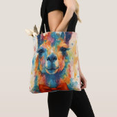 Colorful Watercolor Llama Tote Bag トートバッグ (クローズアップ)