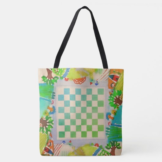 Colorful Watercolor Playable Gameboard Tote トートバッグ (正面)