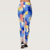 Colorful Watercolor Puzzle Piece Pattern Leggings レギンス (裏面)