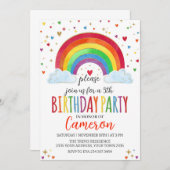 Colorful Watercolor Rainbow Girl Birthday Party 招待状 (正面/裏面)