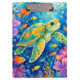 Colorful Watercolor Sea Turtle クリップボード
