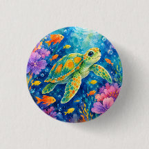 Colorful Watercolor Sea Turtle